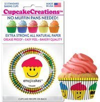 Emoji Premium Paper Cupcake Liners (32 count), No Muffin Pan Needed, Emoji Design