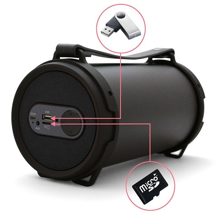 Tyler Portable Wireless Bluetooth Speaker TWS403-BK, Indoor/Outdoor 2.1 Hi-Fi Stereo Cylinder Loud Speaker, Dual... N3