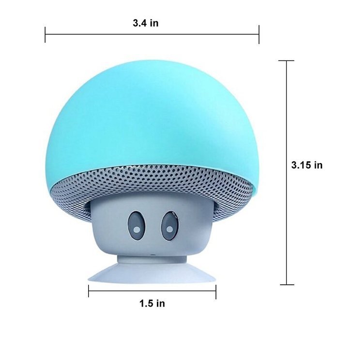 Cute Mushroom Design Bluetooth Speakers Adapater Music Player for Smartphone Green N4