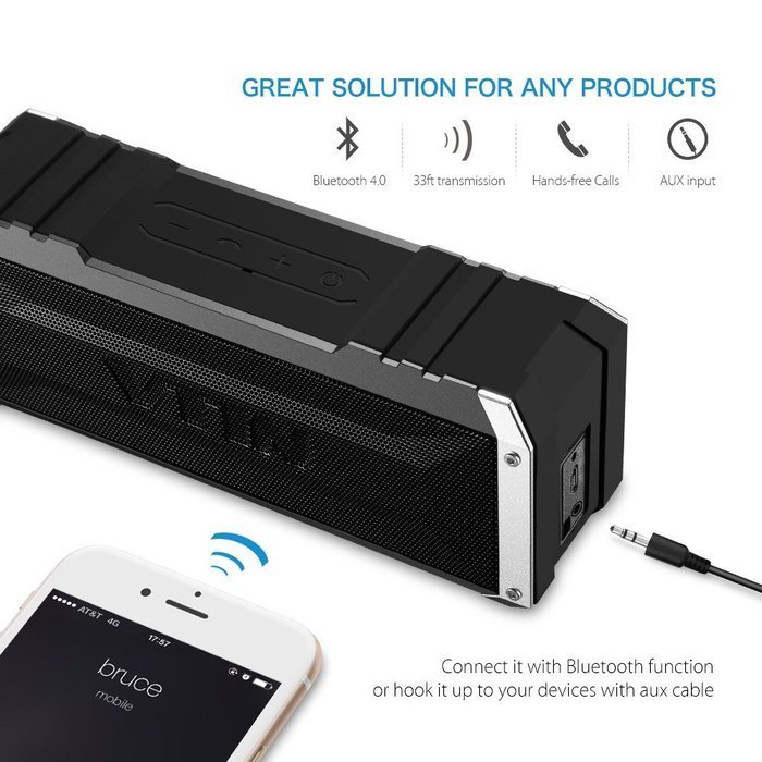 Vtin 20W Waterproof Outdoor Speaker, Bluetooth Speaker with Passive Radiator,25 Hours Playtime and IPX4 Waterproof... N7