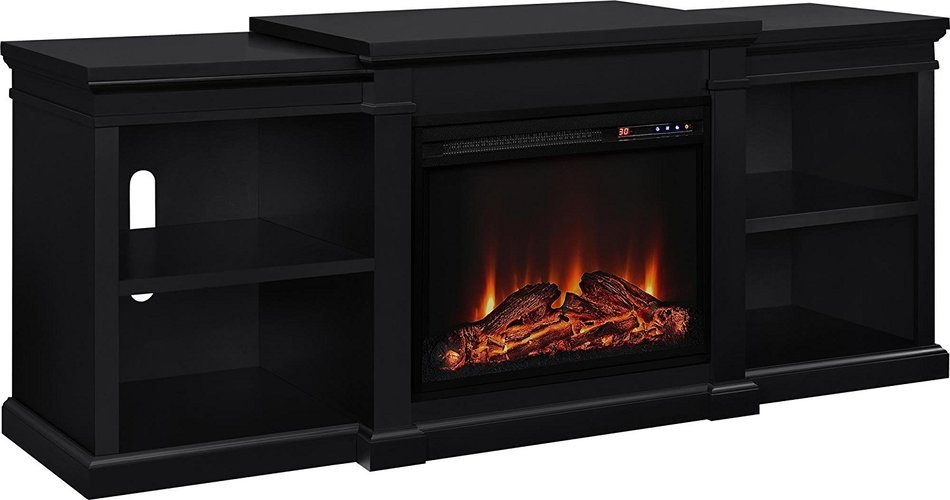 Altra Furniture Manchester TV Stand with Fireplace, 70", Black