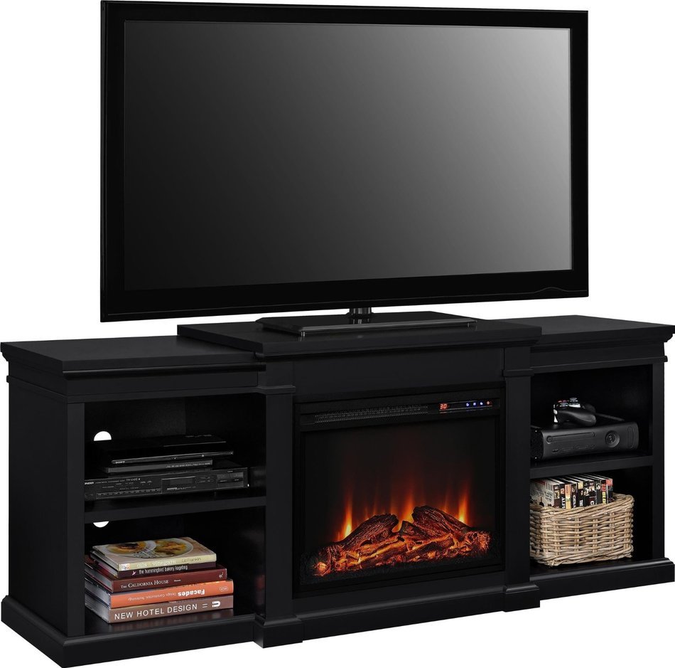 Altra Furniture Manchester TV Stand with Fireplace, 70", Black N2