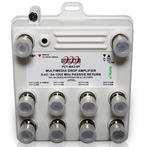 8-Port Bi-Directional Cable TV HDTV Amplifier Splitter Signal Booster with Passive Return N2