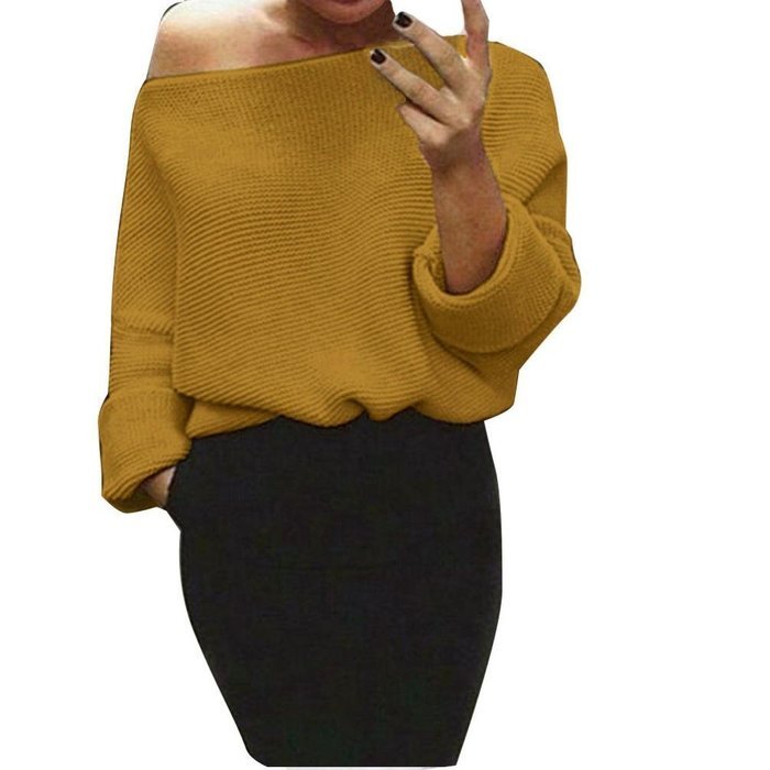 FAPIZI &hearts; Women Sweater &hearts; Womens Off Shoulder Chunky Knit Knitted Oversize Baggy Sweater Jumper Top (XL, Beige) N27