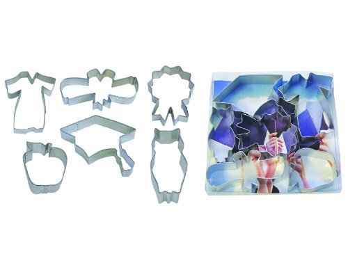 R & M International 1938 6-Piece Cookie Cutter Set, Graduation Themed N2