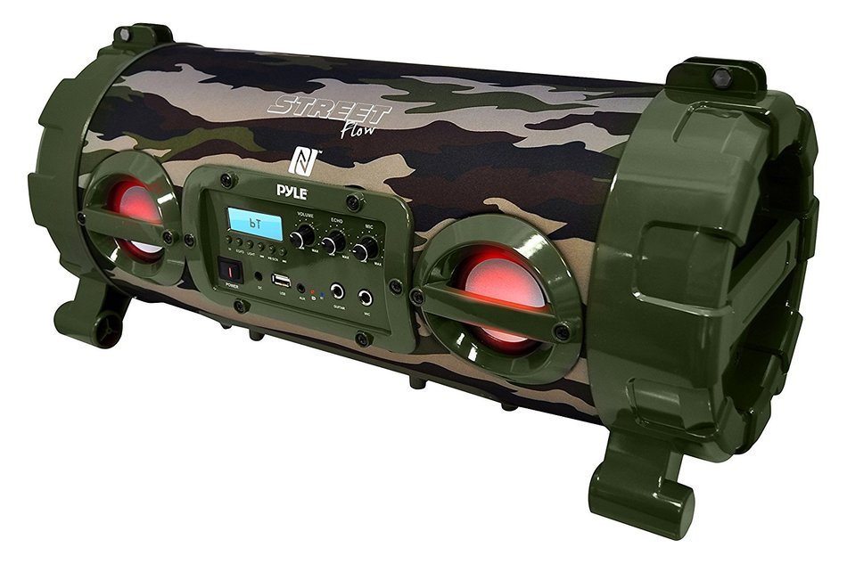 Pyle Street Blaster Wireless Bluetooth Boom Box Speaker, Built-in Rechargeable Battery, MP3/USB/SD, FM Radio,...