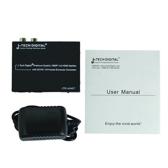 J-Tech Digital &reg; Premium Quality 1080P HDMI To HDMI + Audio (SPDIF + RCA Stereo) Audio Extractor Converter (Support... N17