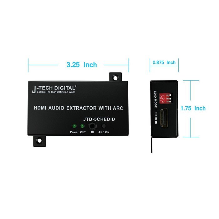 J-Tech Digital &reg; Premium Quality 1080P HDMI To HDMI + Audio (SPDIF + RCA Stereo) Audio Extractor Converter (Support... N23