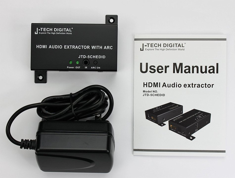 J-Tech Digital &reg; Premium Quality 1080P HDMI To HDMI + Audio (SPDIF + RCA Stereo) Audio Extractor Converter (Support... N25