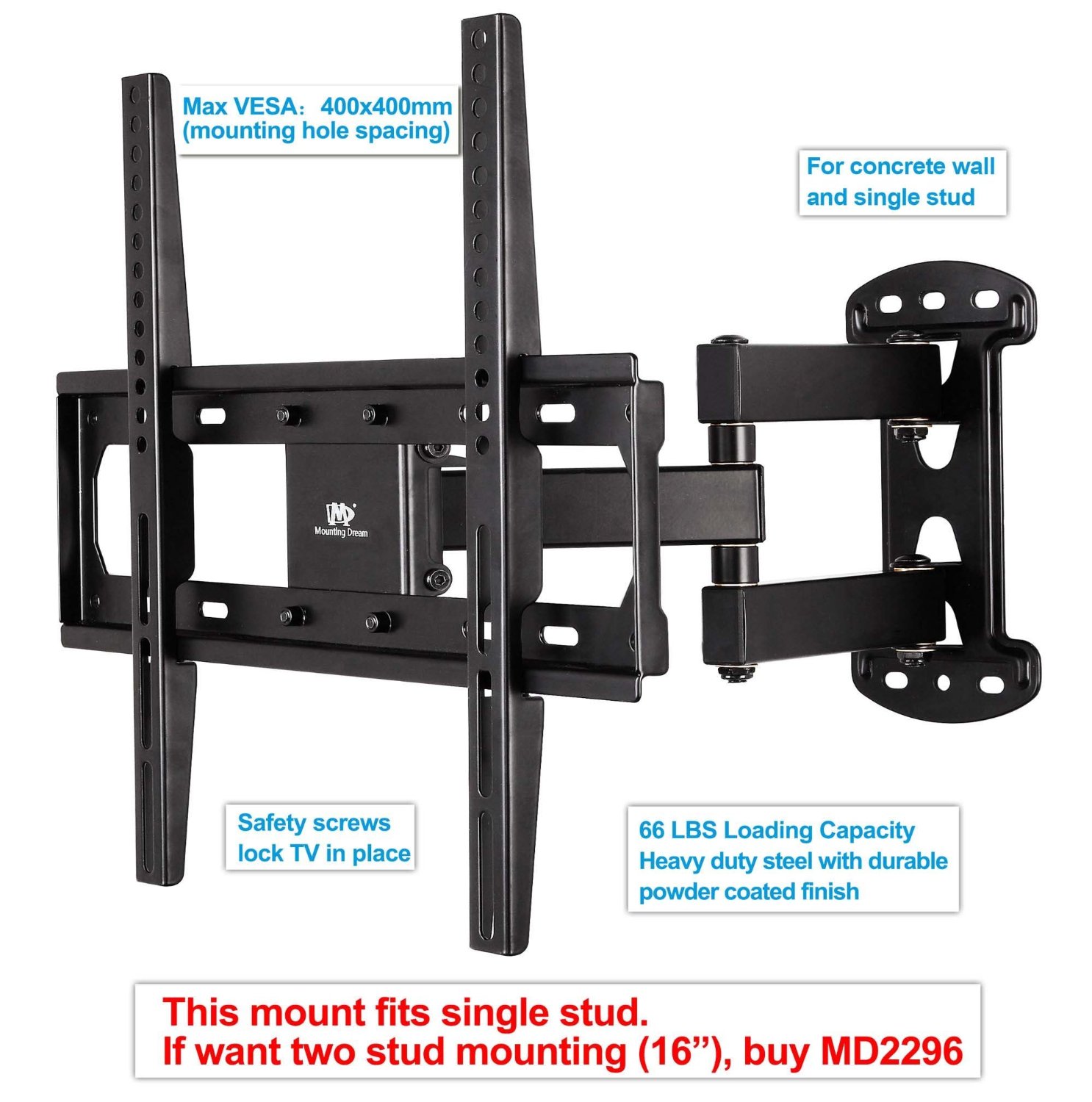 Mounting Dream MD2377-KT TV Wall Mount Bracket Kit with Surge Protector ...