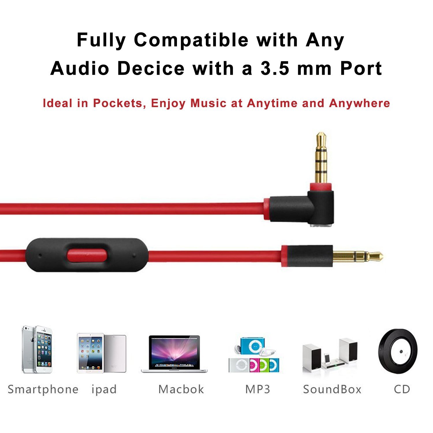 New 2.0 Version Replacement Beats Audio Cable with Inline Remote ...