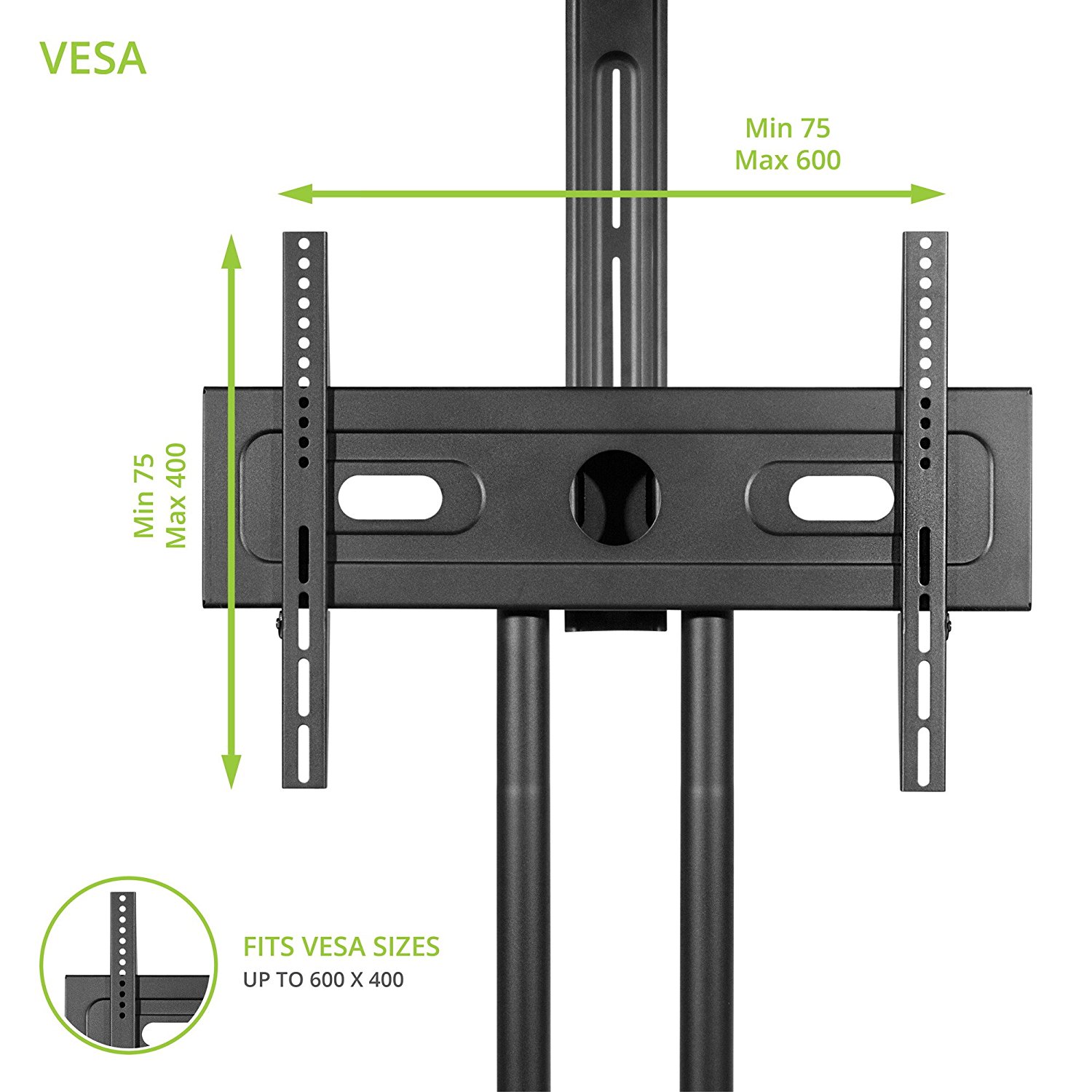 Kanto Mobile TV Stand with Adjustable shelf and flat screen mount