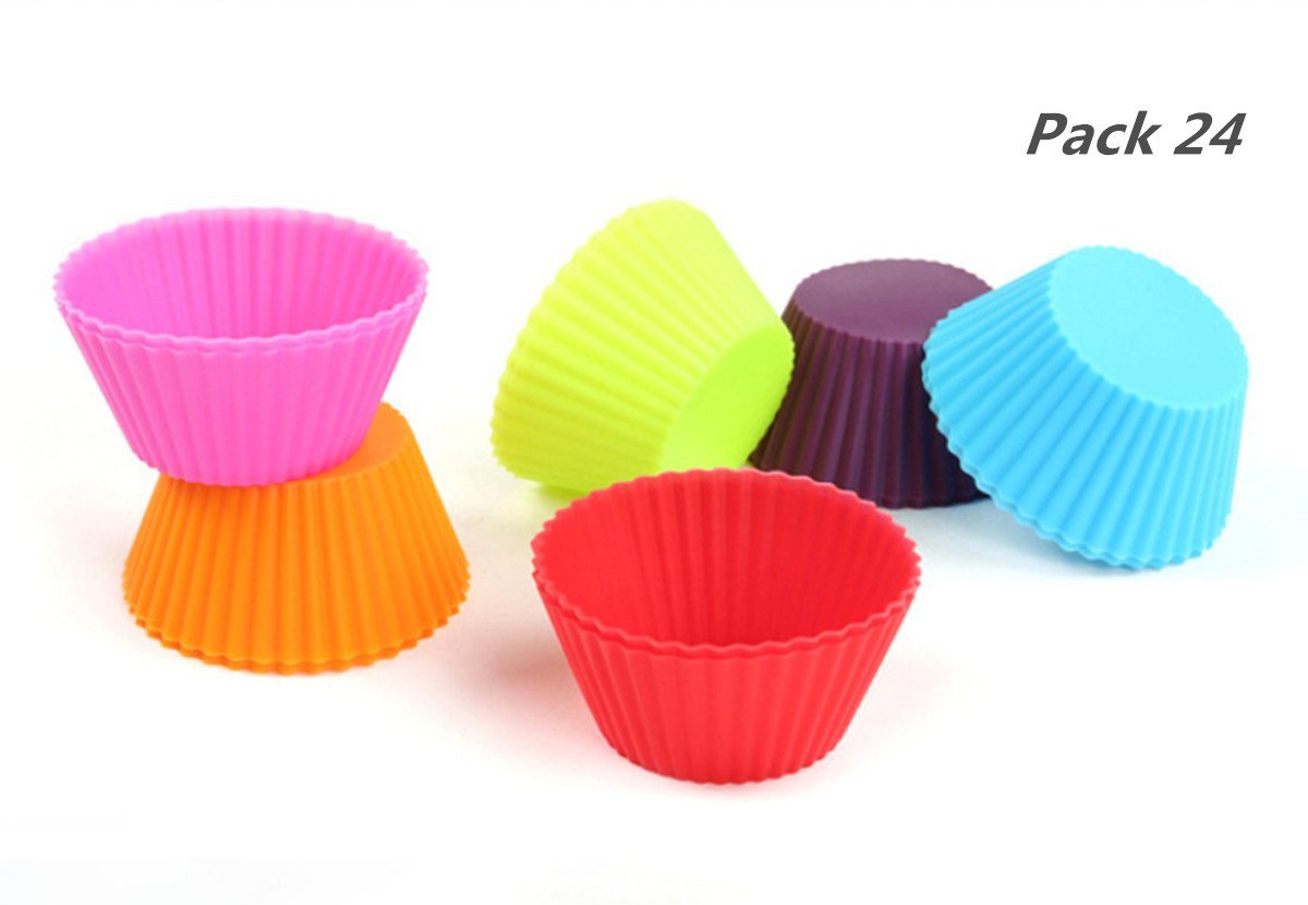 Yosoo Reusable and Non-stick Silicone 7cm Cupcake Baking Muffin Cups ...