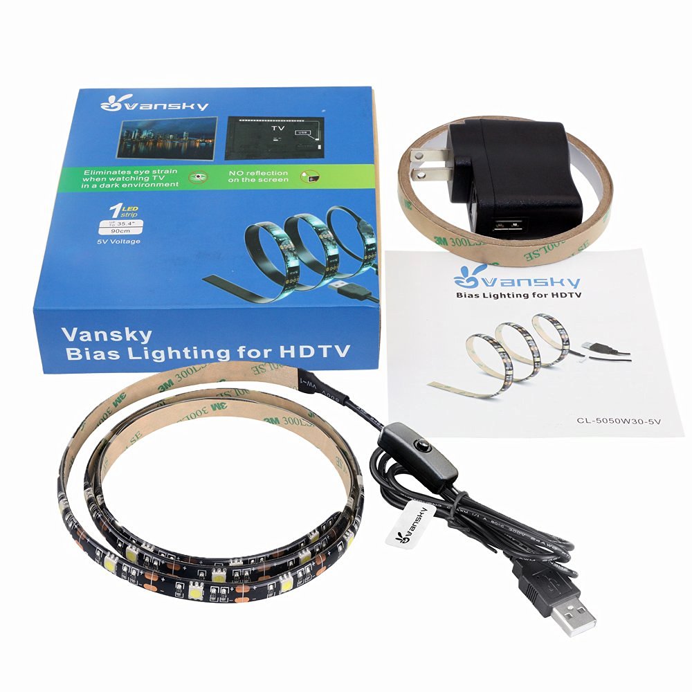 Vansky bias lighting for hdtv usb led strip normal bright white