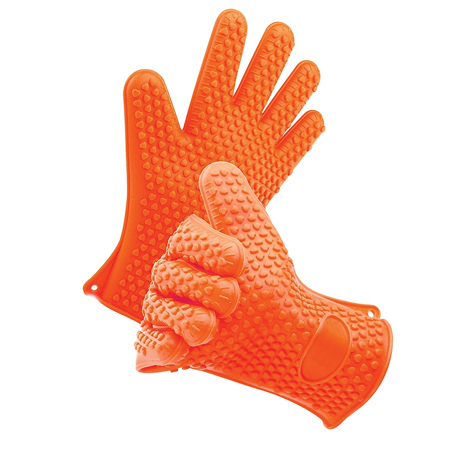 Set of (2) Heat Resistant Silicone Gloves and (2) Non-Stick Heat ...