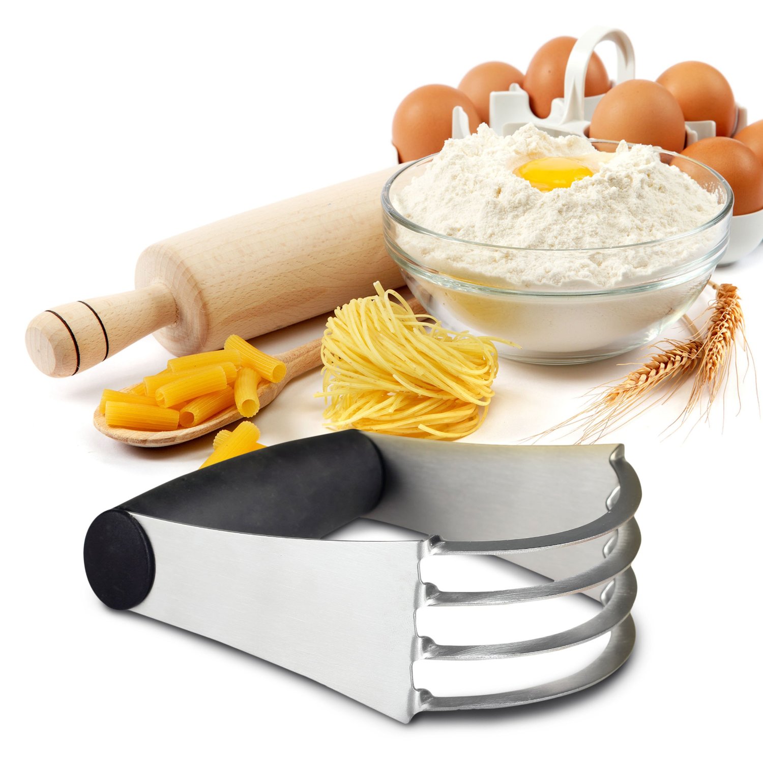 Orblue Pastry Cutter Stainless Steel Professional Baking Dough Blender with Blades N5 free