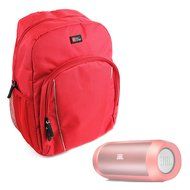 DURAGADGET JBL Charge Speaker Carry Bag - Water-Resistant Bright Red Backpack With Black Rain Cover for NEW JBL...