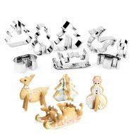Kichwit 8-Piece 3D Christmas Cookie Cutters Set Stainless Steel Food Grade - Christmas Tree, Snowman, Reindeer...