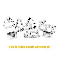 Kichwit 8-Piece 3D Christmas Cookie Cutters Set Stainless Steel Food Grade - Christmas Tree, Snowman, Reindeer... N2