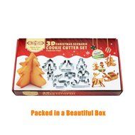 Kichwit 8-Piece 3D Christmas Cookie Cutters Set Stainless Steel Food Grade - Christmas Tree, Snowman, Reindeer... N5