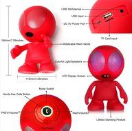 Freye Cute Alien Shape Portable Bluetooth Speaker with Stereo and Clear Bass, Support Line-in, USB, TF Card Input... N11