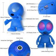 Freye Cute Alien Shape Portable Bluetooth Speaker with Stereo and Clear Bass, Support Line-in, USB, TF Card Input... N14
