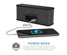 Ematic ESR102 RuggedLife Water Resistant Bluetooth Speaker &amp; Portable Charger for iPhone, iPad, Android &amp; more N3