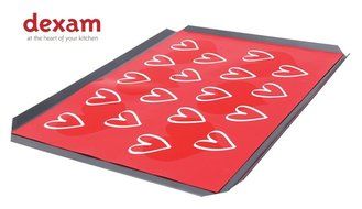 Dexam Baking Mat Sheet, Hearts Design- Non-Stick Silicone