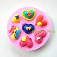 Mom&amp;pea 0601 Hearts Shaped Silicone Mould for Fondant Cake Sugar Paste Cake Decoration 3d Cake Toppers Mold 9.9...