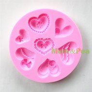 Mom&amp;pea 0601 Hearts Shaped Silicone Mould for Fondant Cake Sugar Paste Cake Decoration 3d Cake Toppers Mold 9.9... N4