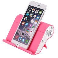 Mini Wireless Bluetooth Speaker Portable Double Channel Subwoofer Mobile Phone Stents Holder Color Pink