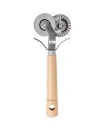 Fante&rsquo;s Cousin Rosa&rsquo;s Double-Blade Pastry Ravioli Pasta Dough Cutter Crimper Wheel, Stainless Steel with Beechwood...