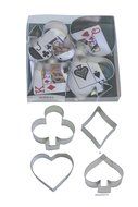 R &amp; M Ace, Club, Diamond Heart Suit 4 Piece Cookie Cutter Set with Gift Box N3
