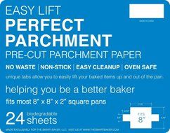 The Smart Baker 8 inch Square Perfect Parchment - 24 Pack Pre-cut Parchment for Cake Pans &quot;As Seen on Shark Tank&quot; N2