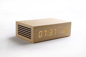 Homtime M9 Wooden Charging Station Dual Port Alarm Clock Bluetooth Speaker NFC Bluetooth Speakers for iPhone 5...