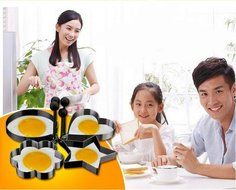 Elevin(TM) 4PC Thick Stainless Steel Omelette Mold Control Rice Omelette Mold Love N3