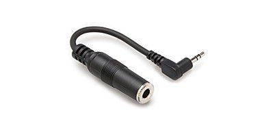 Hosa MHE-100.5 1/4 inch TRS to Right-Angle 3.5 mm TRS Headphone Adaptor Cable, 6 inch