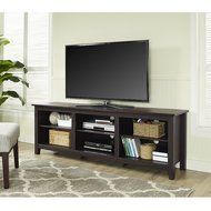 WE Furniture 70&quot; Espresso Wood TV Stand Console