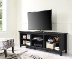 WE Furniture 70&quot; Espresso Wood TV Stand Console N6