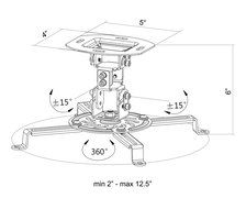 VIVO Universal Adjustable White Ceiling Projector / Projection Mount Extending Arms (MOUNT-VP01W) N7
