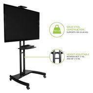 Kanto Mobile TV Stand with Adjustable shelf and flat screen mount &ndash; Fits 37&Prime; to 65&Prime; Monitors &ndash; Black N5