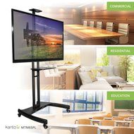 Kanto Mobile TV Stand with Adjustable shelf and flat screen mount &ndash; Fits 37&Prime; to 65&Prime; Monitors &ndash; Black N6