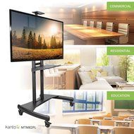 Kanto Mobile TV Stand with Adjustable shelf and flat screen mount &ndash; Fits 37&Prime; to 65&Prime; Monitors &ndash; Black N17