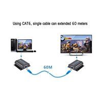 E-SDS HDMI Network Extender Over Single Cat5/5e/6 Ethernet Cable with IR Up To 196 Feet 60m Supports 1080P &amp;3D... N3