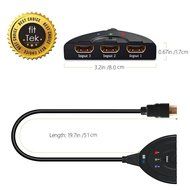 fitTek&reg;Hdmi Switch Splitter 3 In 1 out Port Cable with Pigtail Supports 3D, 1080P, HD Audio N3