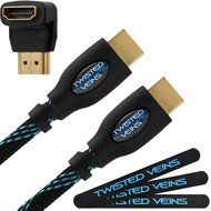 Twisted Veins 50&rsquo; High Speed HDMI Cable Truly 4K Capable + Right Angle Adapter and Three Micro Velcro Cable Ties...