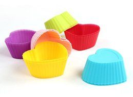 Yosoo Reusable and Non-stick Silicone 7cm Cupcake Baking Muffin Cups Molds in Storage Containerin in Six Assorted... N3