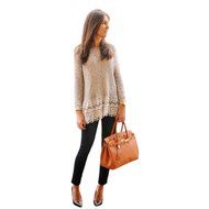 AIMTOPPY Fashion Women Lace Long Sleeve Shirt Blouse Slim Knitwear Tops (XL, A) N2