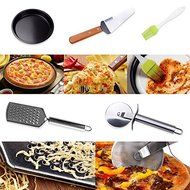 9 Inch Pizza Making Tools Household Oven Pizza Pan Knife Shovels Oil Brush 5pcs Gold Cooking Utensils Baking Sheet... N6