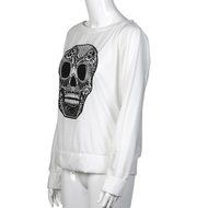 AIMTOPPY Women Loose Skull Printing Word Shoulder Long Sleeve T-shirt Tops Blouse (XL, Pink) N9